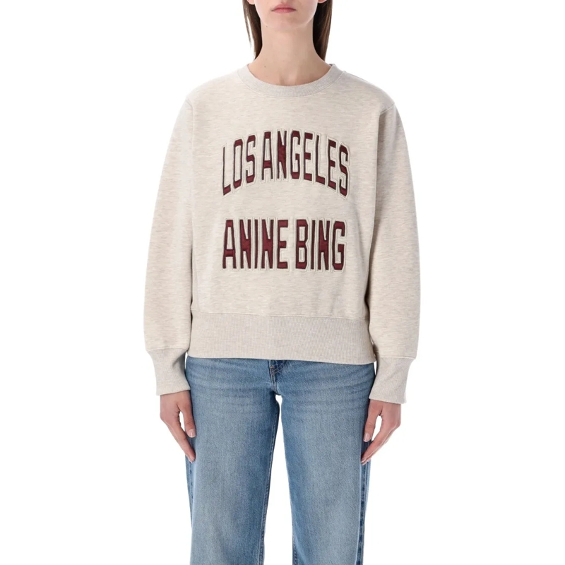 Anine Bing  Harry Shrunken Black Sweatshirt Neutrals