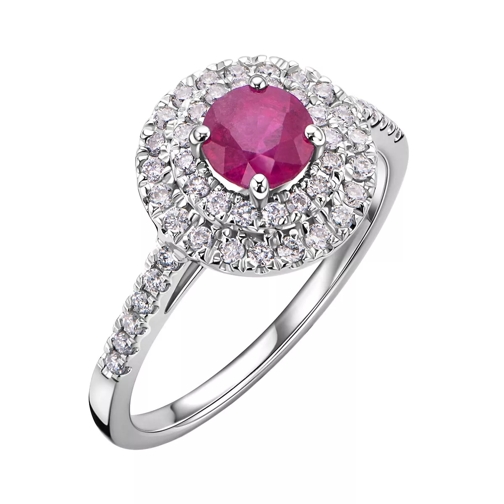 DIAMADA 18KT Ruby And Diamond Ring White Gold Cocktailring