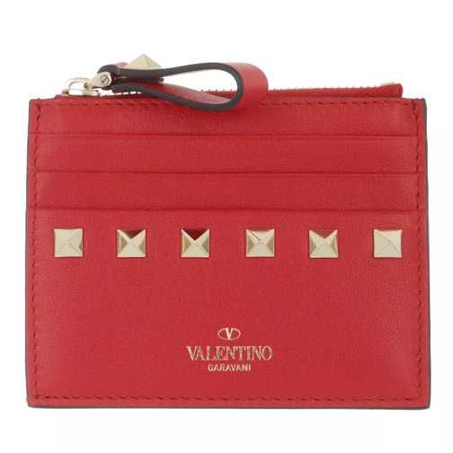 Valentino Garavani Rockstud Card Wallet Leather Rouge Pur Porte-cartes