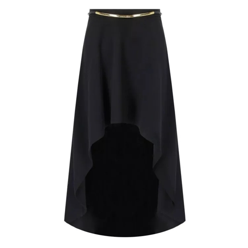 Elisabetta Franchi Black Asymmetric Skirt With Belt Black 