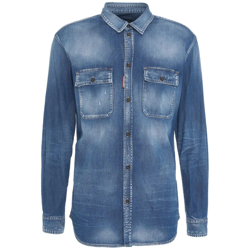 Dsquared2 Legeres Oberteil Denim shirt 'Dan' blau
