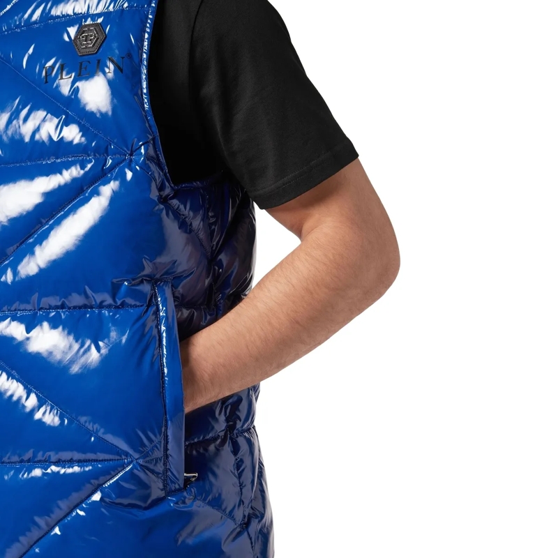 Philipp Plein Lederjacke Jacke Hexagon dunkel-blau(Image 4)