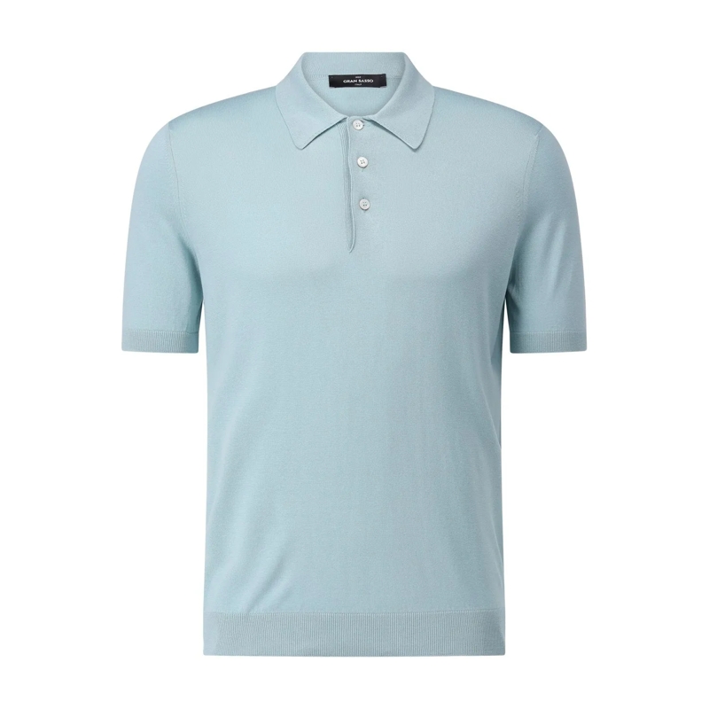 Gran Sasso Pullover Poloshirt aus Seide blau(Image 9)
