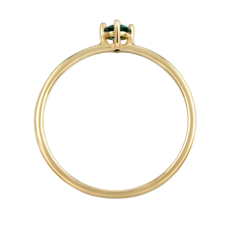 Elli Ring Ring Synthetischer Smaragd Solitär 375er Gelbgold gold(Image 3)