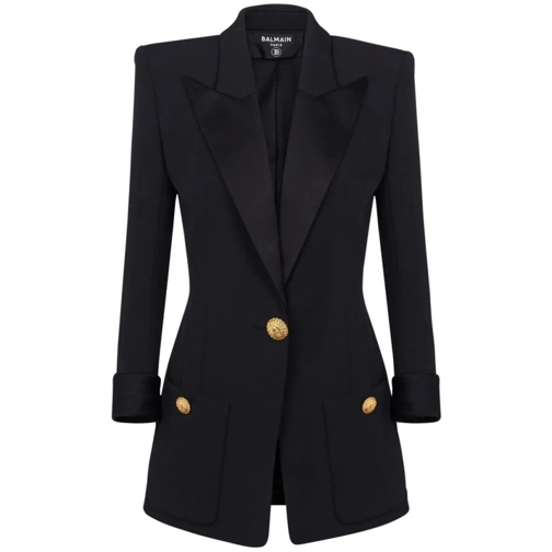 Balmain Black Peak-Lapel Jacket Black Blazer