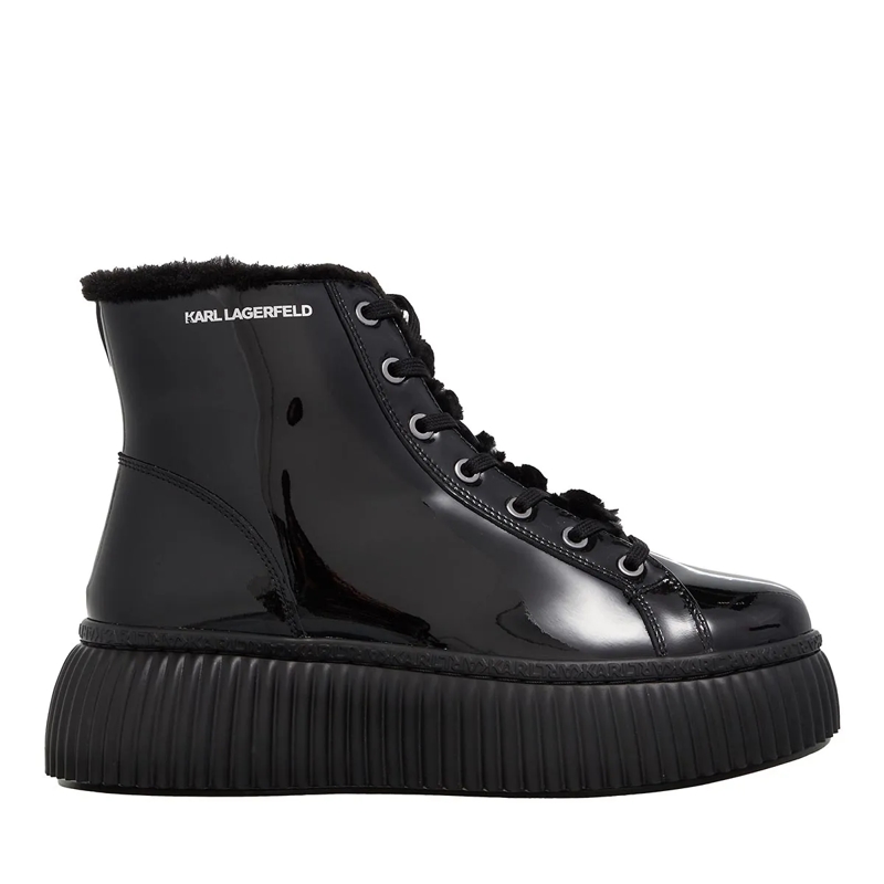 Karl Lagerfeld Stiefel Kreeper Lo Shine Mid Lace Black Patent Lthr