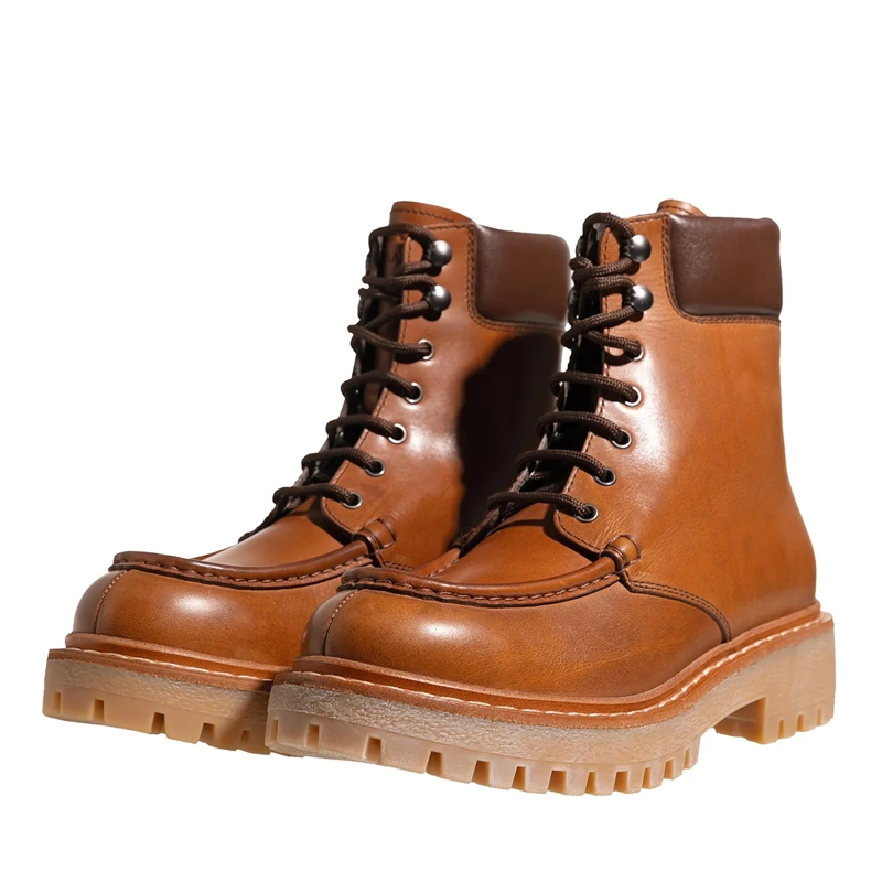 Prada Laarzen met vetersluiting Ankle Boots Cognac(Image 3)