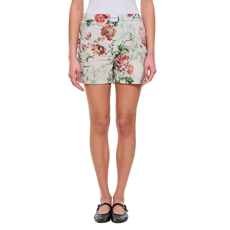 The Attico Casual Shorts Ivory Floral Print Short Trousers Multicolor