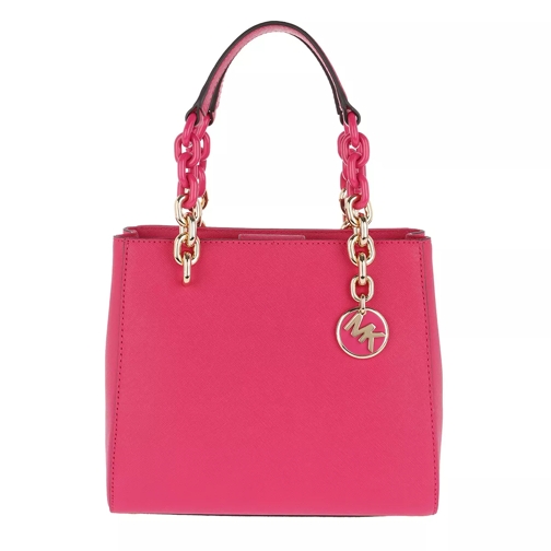 MICHAEL Michael Kors Cynthia SM NS Convertible Satchel Bag Ultra Pink Rymlig shoppingväska