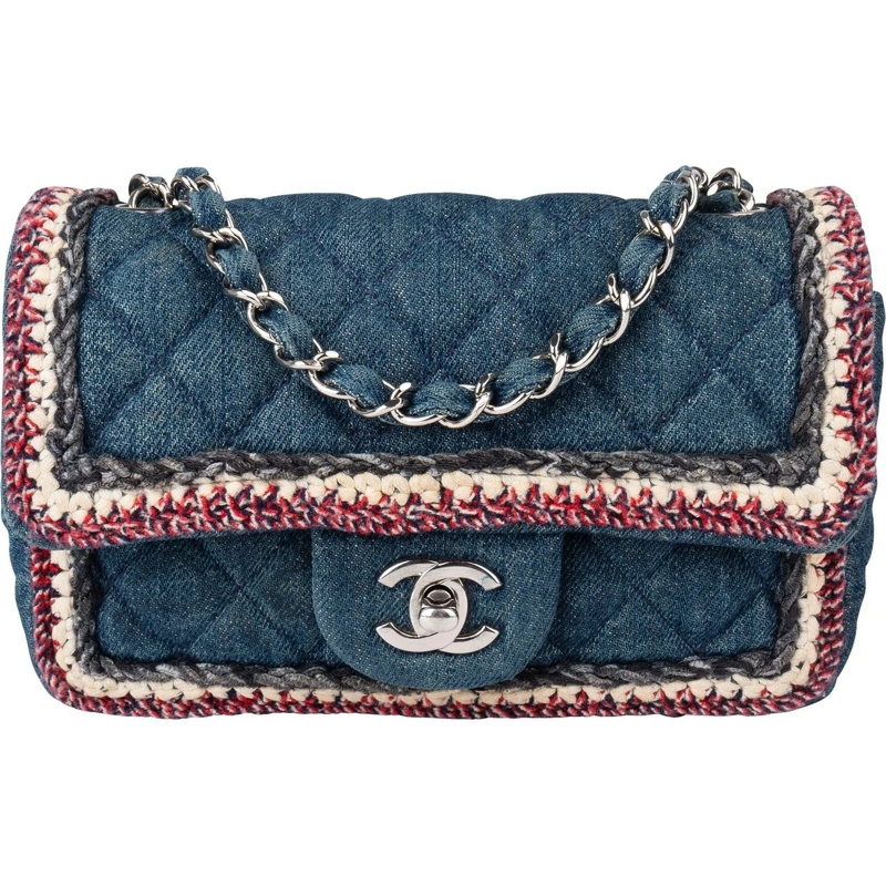 Chanel Tote Chanel Denim Monogram Single Flap Crossbody Bag blau