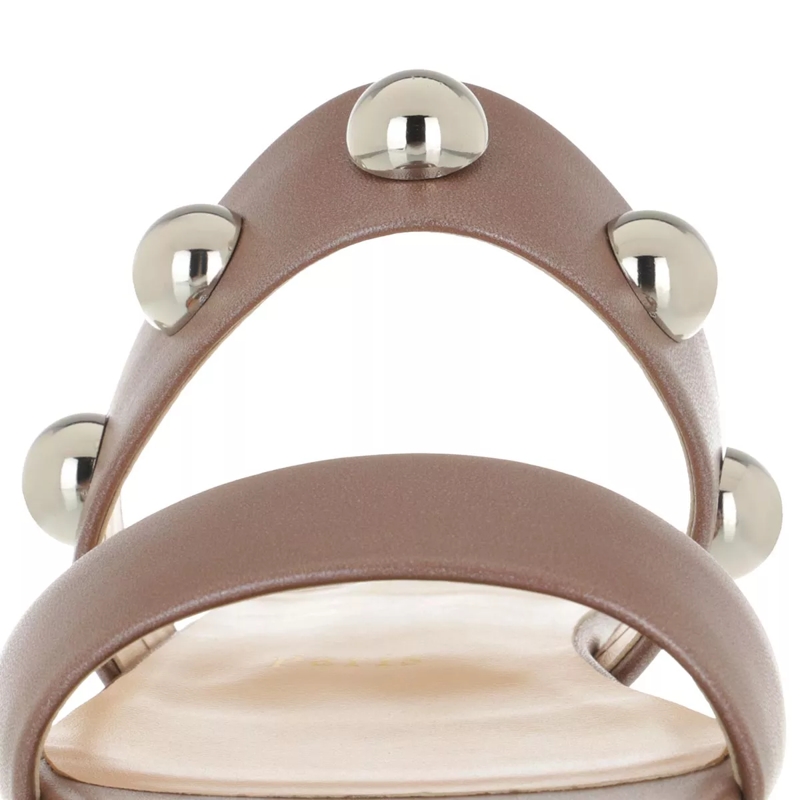 Christian Louboutin Slides Simple Bille Dome Studs Flat Sandals Leather  Biscotto/Silver(Image 3)