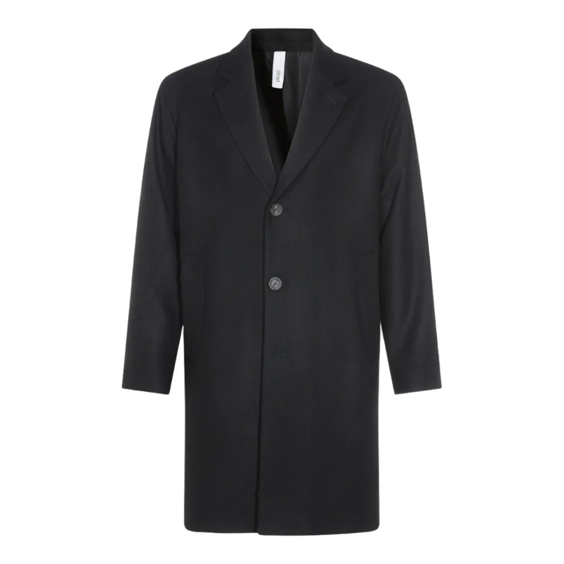 Hevo Bontjassen Classic Black Overcoat With Notched Lapel Black