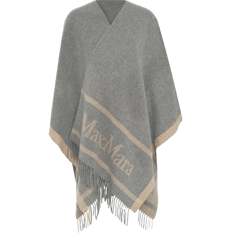 Max Mara Veste de transition Mantle fringe details grau