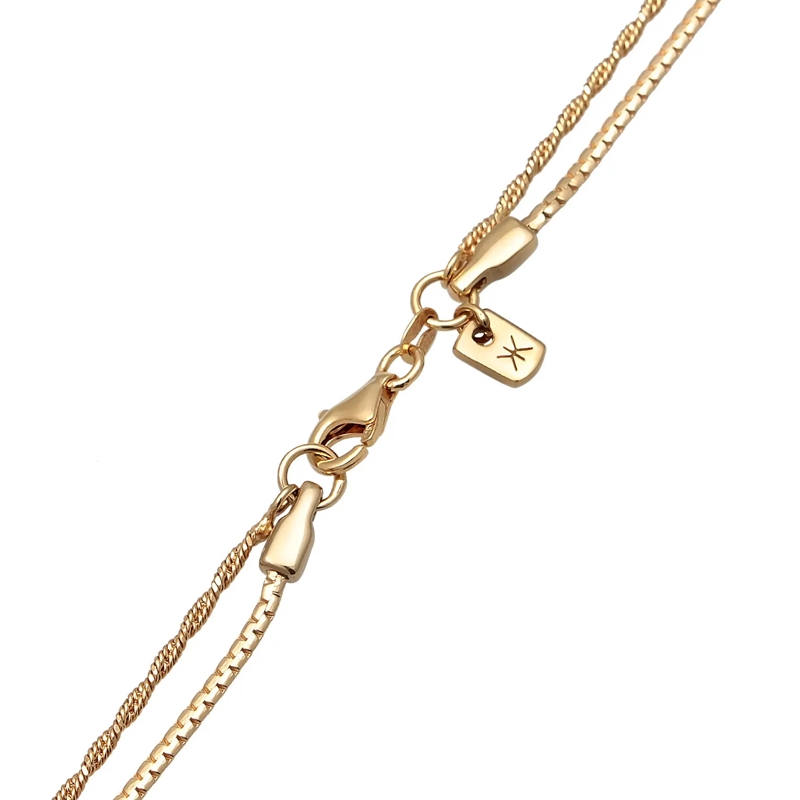 Kuzzoi Mittellange Halskette Halskette Layer Kreuz Kordelkette 925 Silber gold(Image 4)