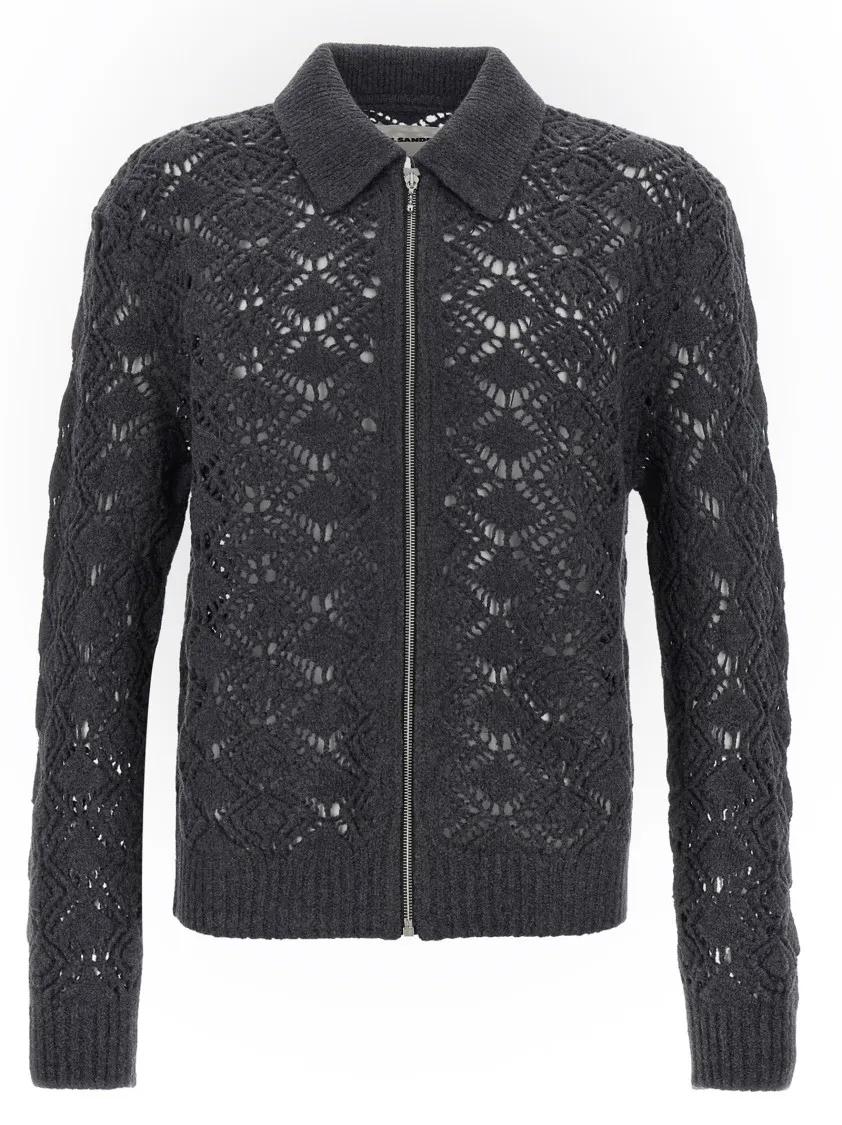 Thumbnail - Jil Sander - Openwork Wool Cardigan - Größe 50 - schwarz