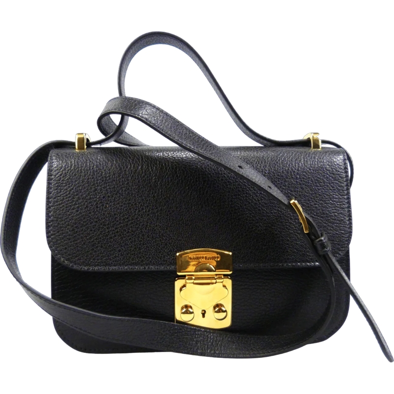 Miu Miu Sac à bandoulière Shoulder Bag in Pelle Martellata Nera schwarz