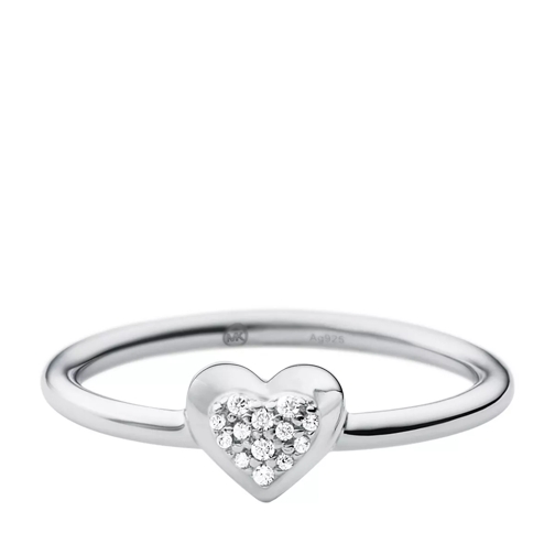 Michael Kors Sterling Silver Pavé Heart Focal Ring Silver Ring