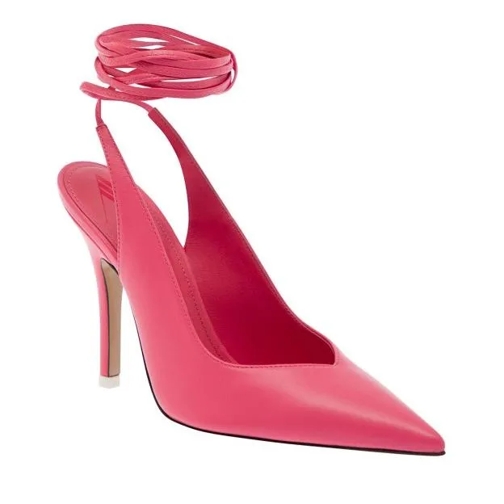 The Attico Talon haut Pointed Toe Pumps With Strap Detail In Pink Leathe Pink