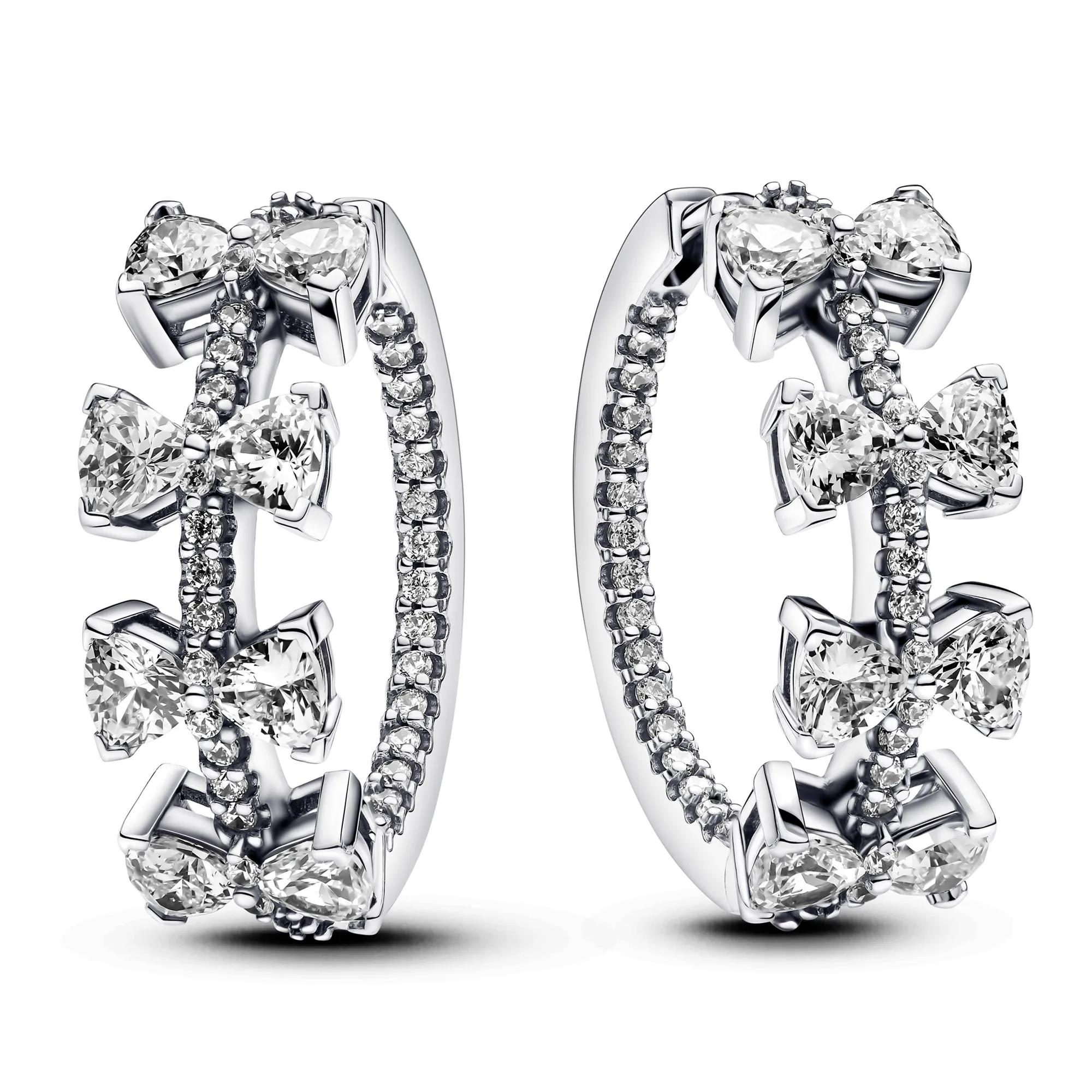 Pandora Women's Silver Earrings - Pavé-Schleife Tropfen-Ohrringe - Earrings For Unisize
