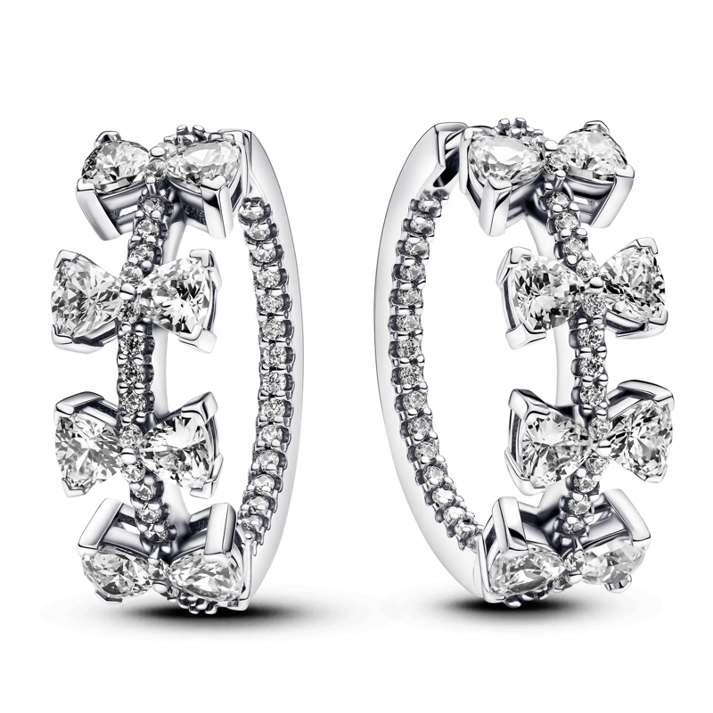 Pandora Créoles Funkelnde Schleifen-Reihe Ohrringe Sterling Silber
