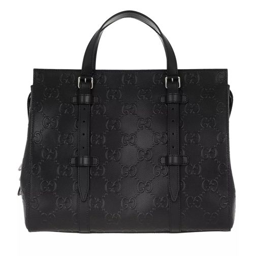 Gucci GG Embossed Tote Bag Leather Black Tote