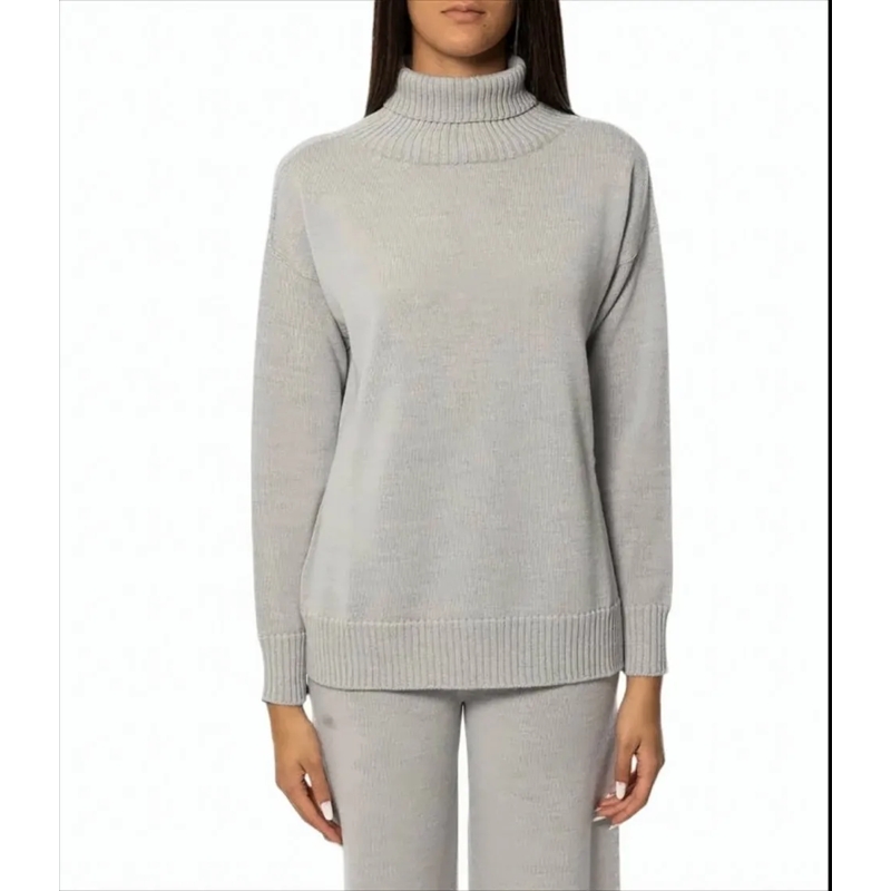 Max Mara Trui met col Relaxed-Fit Turtleneck Sweater In Soft Virgin Wool Grey