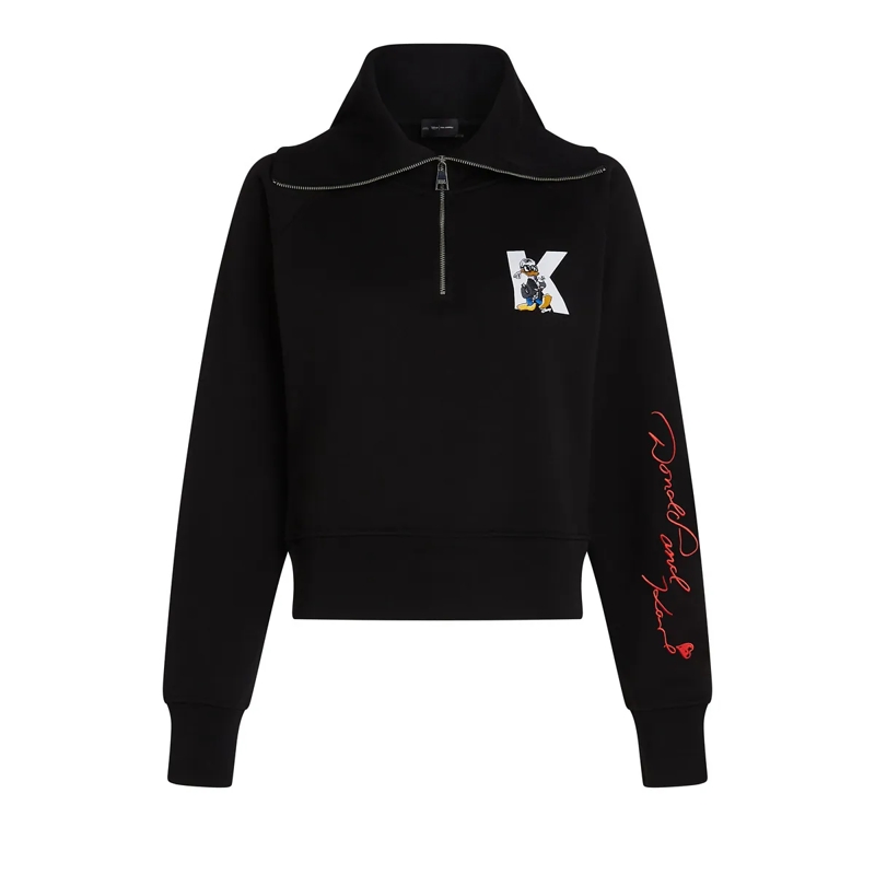 Karl Lagerfeld  DISNEY X KL SWEATSHIRT MIT HALBLANGEM REISSVERSCHL schwarz