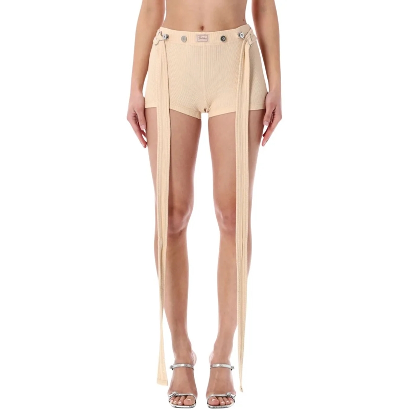 Jean Paul Gaultier Legere Shorts Ribbed Patch Shorts Neutrals
