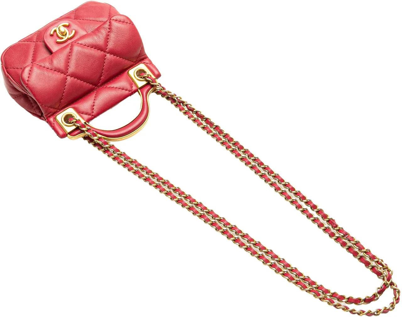 Thumbnail - Chanel Hobo Bags - 2021 Quilted Calfskin Lady Card Holder with Chain - Gr. unisize - in Rot - für Damen
