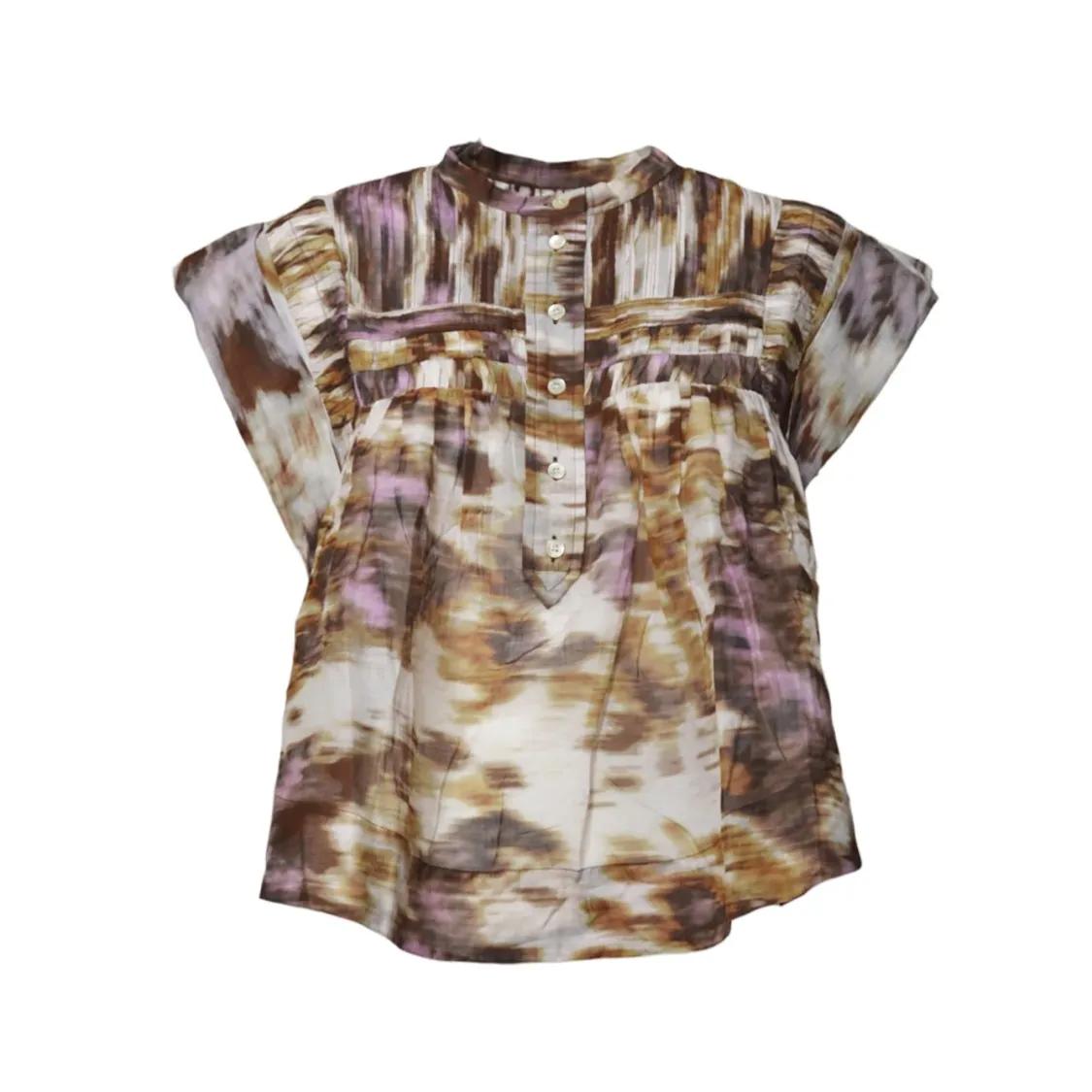 Thumbnail - Etoile Isabel Marant - Multicolor Pleated Cotton Voile Leaza Top - Größe 34 - bunt