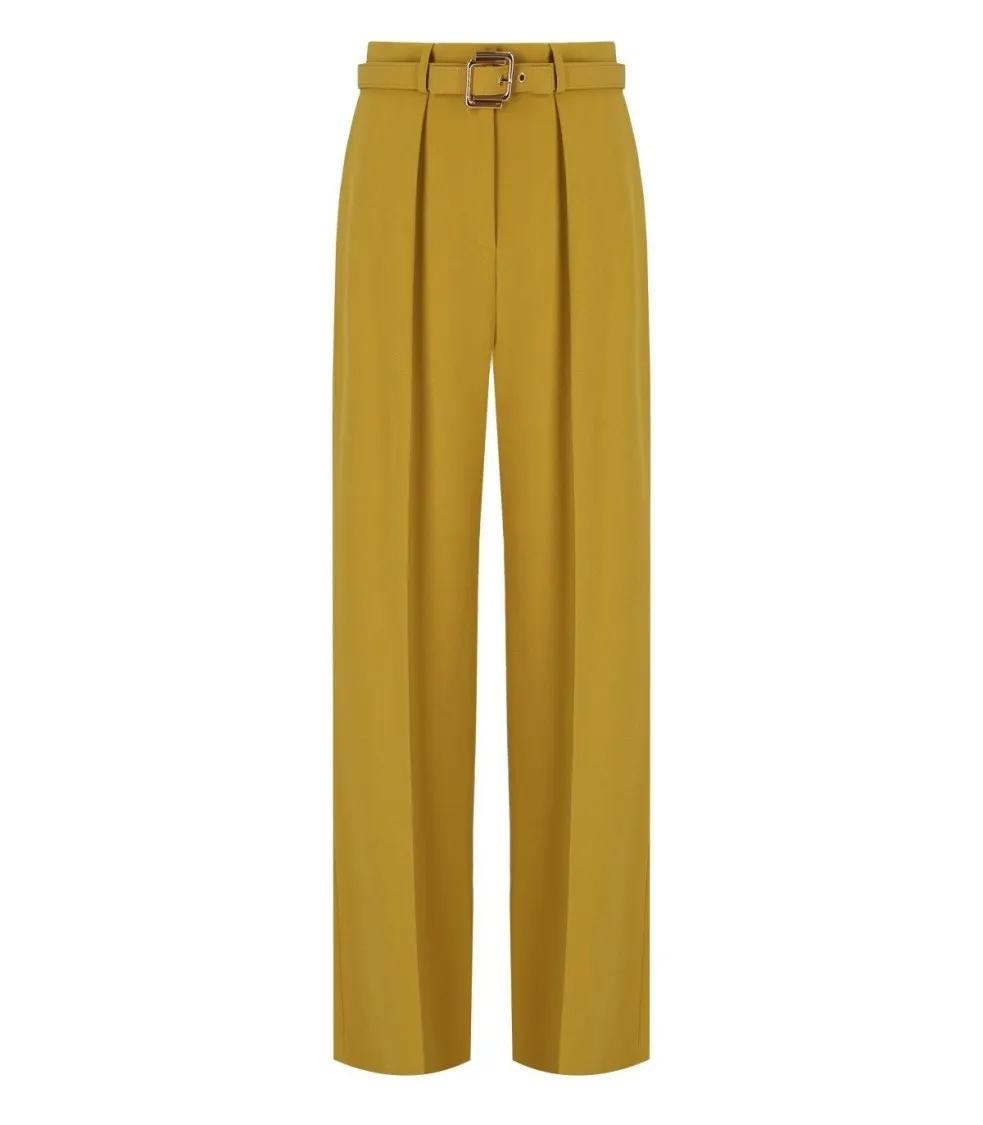 Thumbnail - Elisabetta Franchi - Curry Yellow High-Waisted Trousers With Coordinate - Größe 44 - gelb