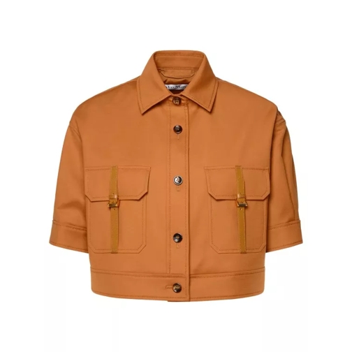 Max Mara Agiate' Cotton Blend Cropped Jacket Orange 