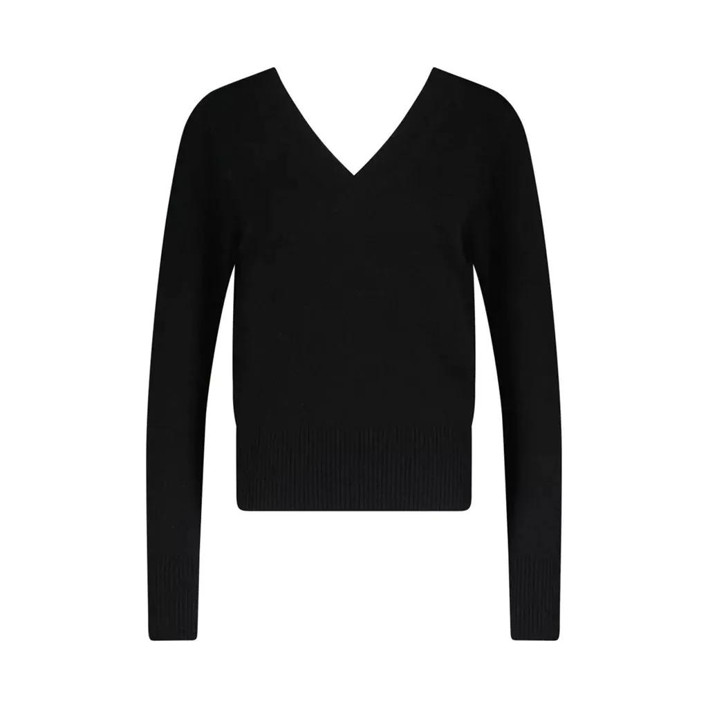 van Kukil - Kaschmir Pullover mit V-Ausschnitt - Größe S - black