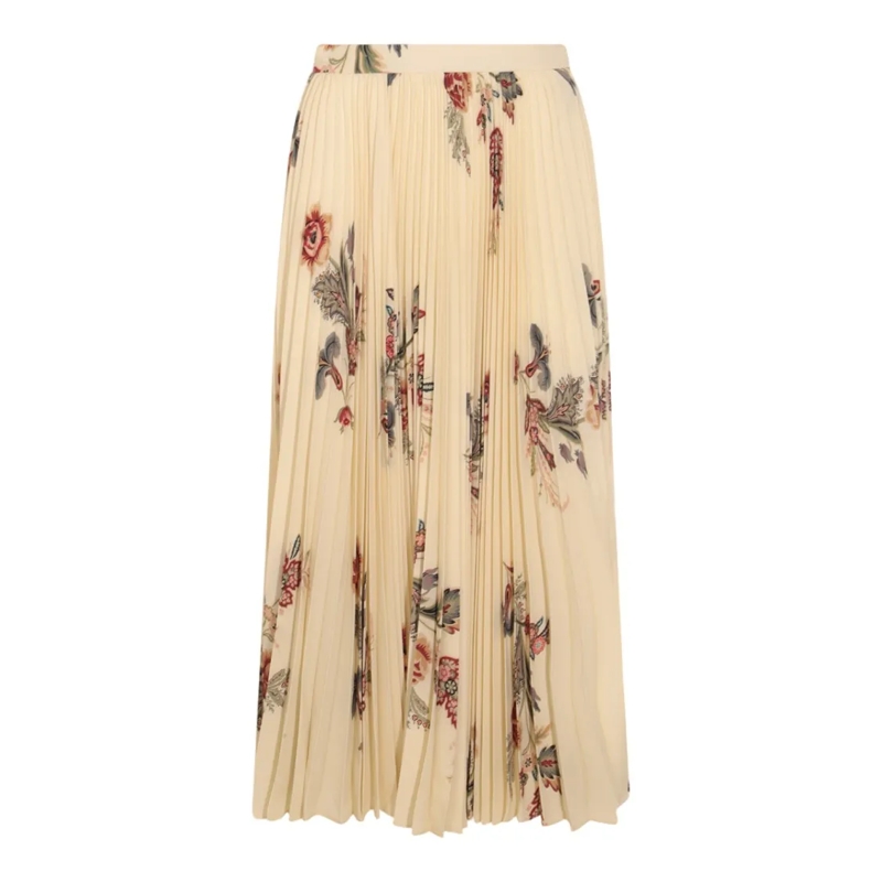 Etro Minirok Pleated Midi Skirt With Floral Print Neutrals
