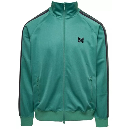 Needles Green High-Neck Sweatshirt With Logo Embroidery In Green 