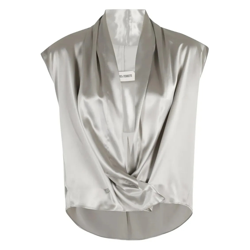 Alberta Ferretti Elegantes Top Tailored Button-Down Shirt With Structured Collar White