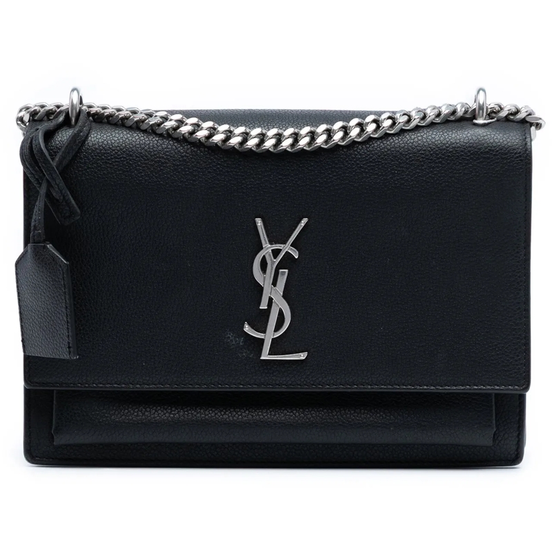 Saint Laurent Sac à bandoulière Medium Grained Calfskin Monogram Sunset Crossbody schwarz