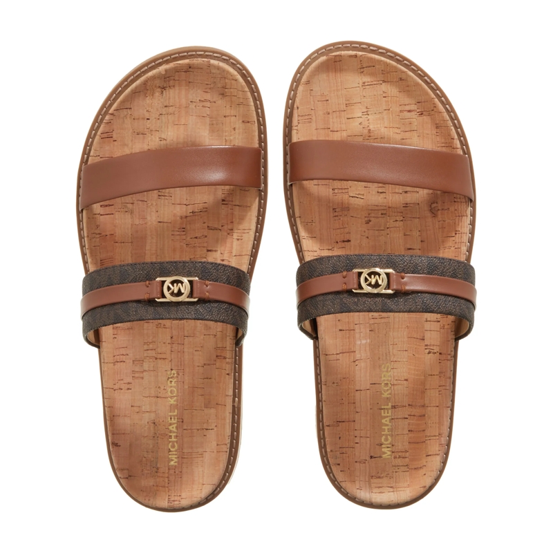 MICHAEL Michael Kors Slides Mandy Flat Sandal Brn/Luggage(Image 6)