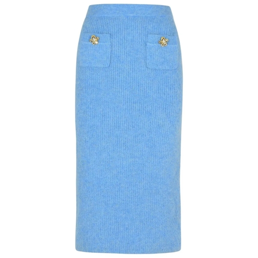 Self Portrait Mini-Röcke Long Skirt In Alpaca Blend Blue