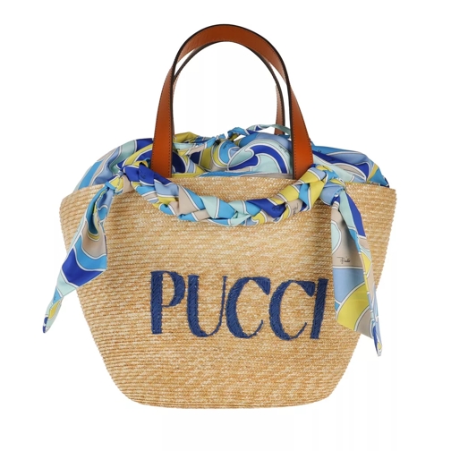 Emilio Pucci Bucket Bag Solid Naturale+Turchese Borsa a secchiello