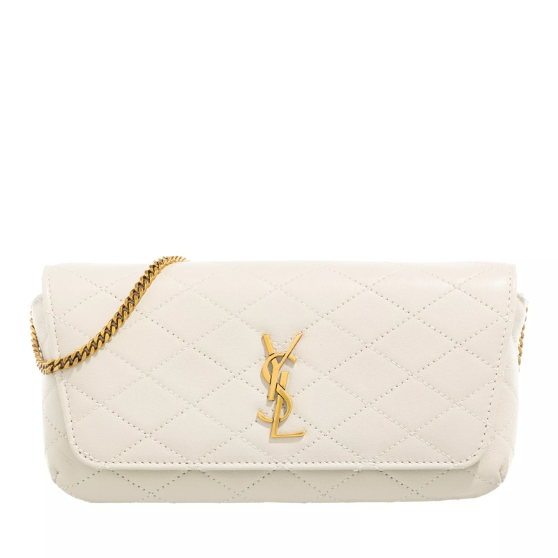 Saint Laurent Sac à bandoulière Gaby Chain Phone Holder Quilted Lambskin Blanc Vintage