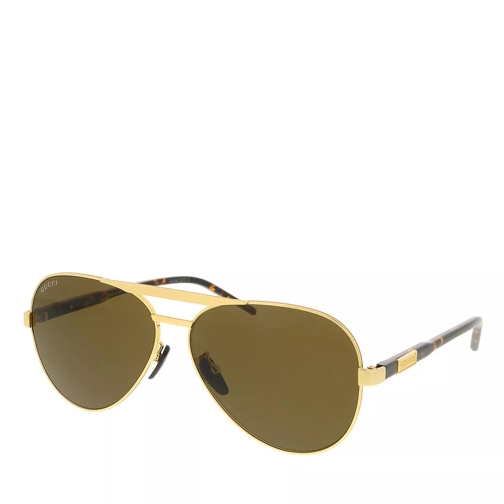 Gucci GG1163S-004 60 Metal Gold-Havana-Brown Sunglasses
