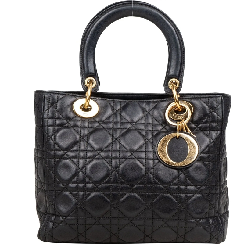 Christian Dior Tote Christian Dior Quilted Leather Lady Dior Handbag schwarz