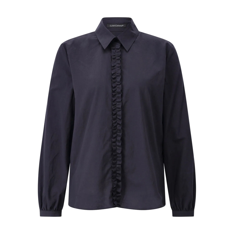 Luisa Cerano Bluse Bluse aus Baumwolle Dunkelblau