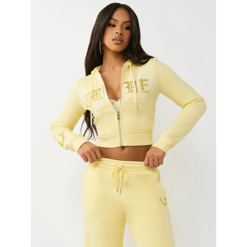 True Religion  - Zip-Hoodie- Verkürzte Form- Figurbetont- Gest blau(Image 6)