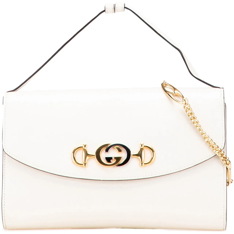 Gucci Schultertasche Small Leather Zumi Satchel weiß