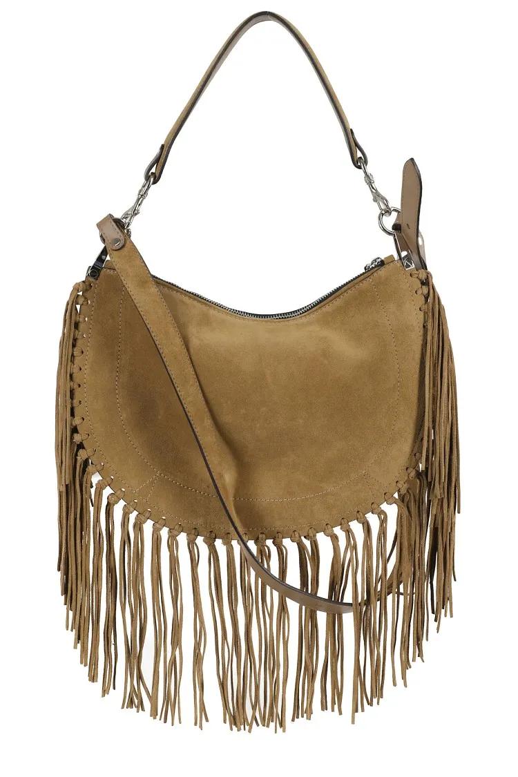 Isabel marant Hobo bags Fringed Taupe Suede Leather Kanao Bag in bruin