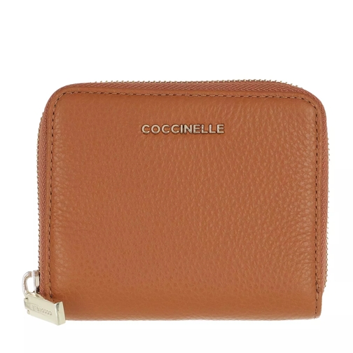 Coccinelle Metallic Soft Wallet Leather  Caramel Portemonnaie mit Zip-Around-Reißverschluss