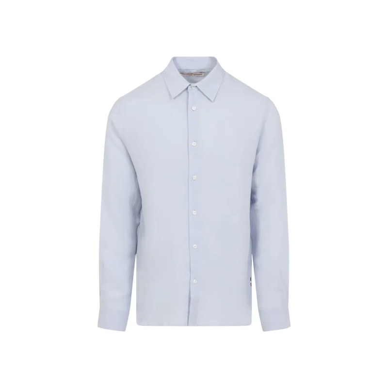 Orlebar Brown Chemise Classic Linen Shirt With Blue Hue Blue