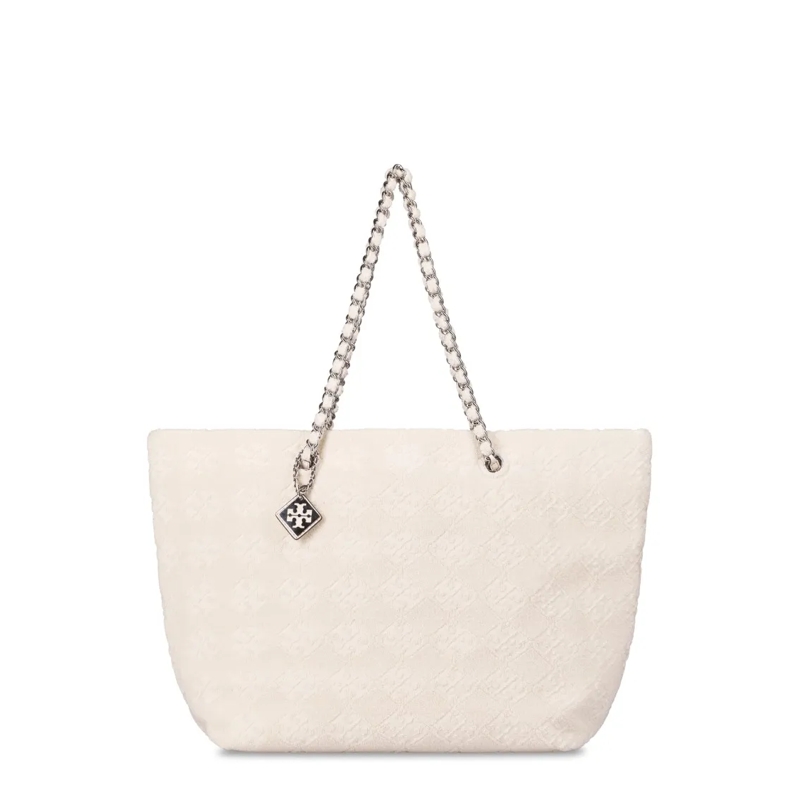Tory Burch Fourre-tout Ella Terry Chain Tote With Textured Diamond Patter Neutrals